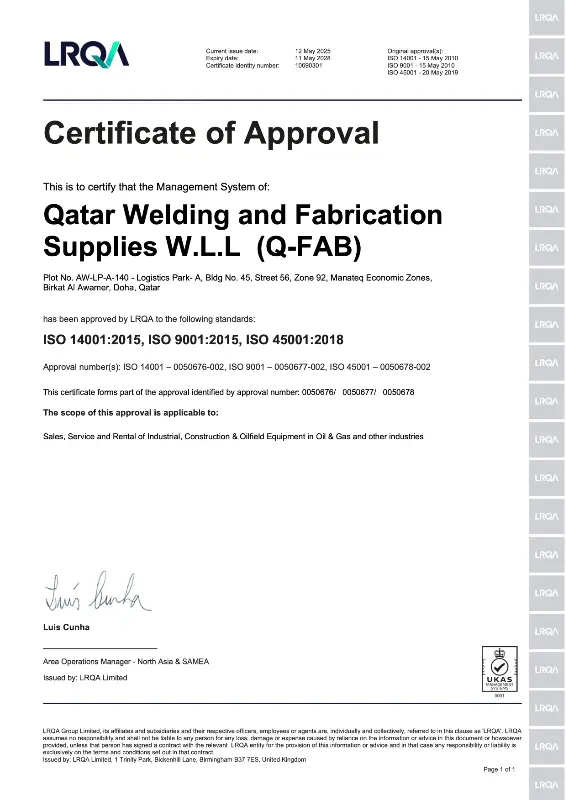 Q-Fab ISO Certificate UKAS - May 2028